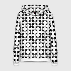 Толстовка-худи мужская Геометрический черно-белый узор, цвет: 3D-белый