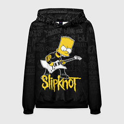 Толстовка-худи мужская Slipknot Барт Симпсон рокер логотипы, цвет: 3D-черный