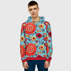 Толстовка-худи мужская Эффект вышивки маки, цвет: 3D-красный — фото 2