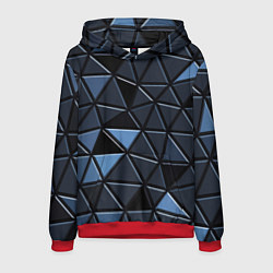 Толстовка-худи мужская Серые треугольники, цвет: 3D-красный