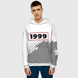 Толстовка-худи мужская 1999 - в красной рамке на светлом, цвет: 3D-белый — фото 2