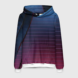 Толстовка-худи мужская Абсрактная лестничная тёмно-синяя текстура, цвет: 3D-белый