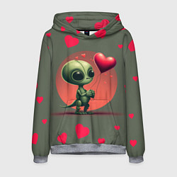 Толстовка-худи мужская Влюбленный инопланетянин, цвет: 3D-меланж