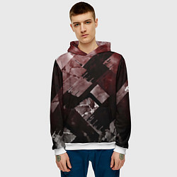 Толстовка-худи мужская Красные и чёрные полосы, цвет: 3D-белый — фото 2