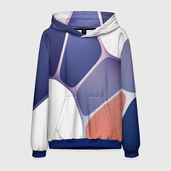 Толстовка-худи мужская Узор из синих, фиолетовых, белых и оранжевых камне, цвет: 3D-синий