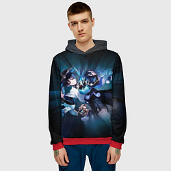 Толстовка-худи мужская Странник Скарамучча перерождение в анемо, цвет: 3D-красный — фото 2