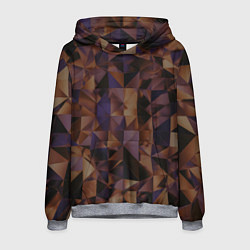 Толстовка-худи мужская Стеклянная тёмная геометрическая текстура, цвет: 3D-меланж