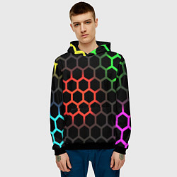 Толстовка-худи мужская Gradient hexagon genshin, цвет: 3D-черный — фото 2