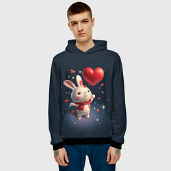 Толстовка-худи мужская Кролик с шариком, цвет: 3D-черный — фото 2