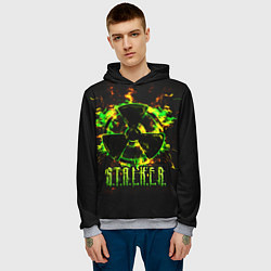 Толстовка-худи мужская S T A L K E R yellow-green fire, цвет: 3D-меланж — фото 2