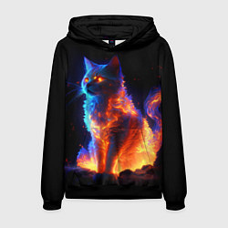 Толстовка-худи мужская Огненная кошка, цвет: 3D-черный