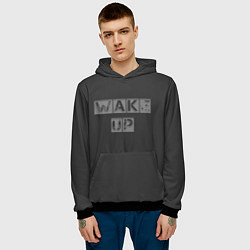 Толстовка-худи мужская Wake up, цвет: 3D-черный — фото 2
