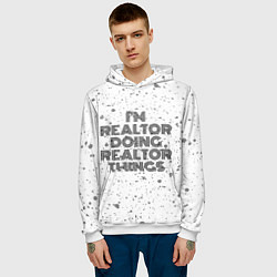 Толстовка-худи мужская Im doing realtor things: на светлом, цвет: 3D-белый — фото 2