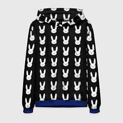 Толстовка-худи мужская Bunny pattern black, цвет: 3D-синий