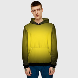 Толстовка-худи мужская Желтый градиент, цвет: 3D-черный — фото 2