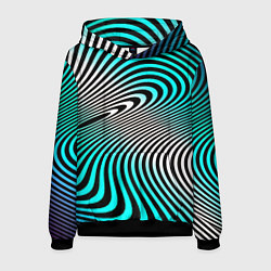 Толстовка-худи мужская Оптические волны психоделика, цвет: 3D-черный