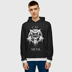 Толстовка-худи мужская Cat metal, цвет: 3D-белый — фото 2