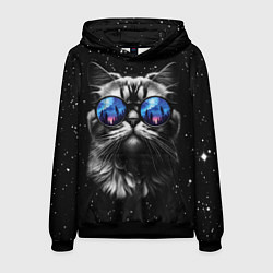 Толстовка-худи мужская Кот видит млечный путь, цвет: 3D-черный