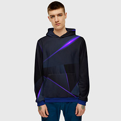 Толстовка-худи мужская Geometry stripes neon stiil, цвет: 3D-синий — фото 2