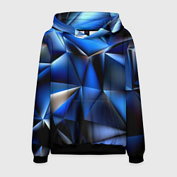 Толстовка-худи мужская Polygon blue abstract, цвет: 3D-черный
