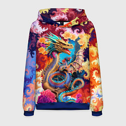 Толстовка-худи мужская Japan dragon - irezumi - tattoo - art, цвет: 3D-синий