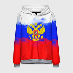 Толстовка-худи мужская Russia флаг герб, цвет: 3D-меланж