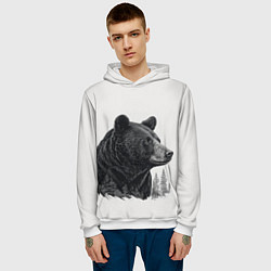 Толстовка-худи мужская Нарисованный медведь, цвет: 3D-белый — фото 2