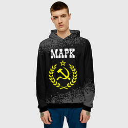 Толстовка-худи мужская Марк и желтый символ СССР со звездой, цвет: 3D-черный — фото 2