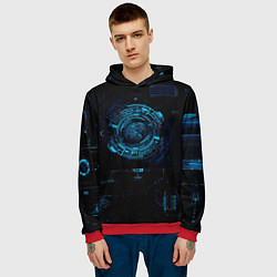 Толстовка-худи мужская Кибер абстракт, цвет: 3D-красный — фото 2