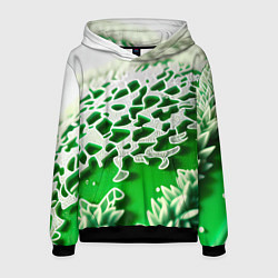 Толстовка-худи мужская Узор зелени-арт, цвет: 3D-черный