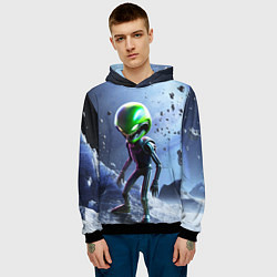 Толстовка-худи мужская Alien during a space storm, цвет: 3D-черный — фото 2