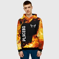 Толстовка-худи мужская Placebo и пылающий огонь, цвет: 3D-черный — фото 2