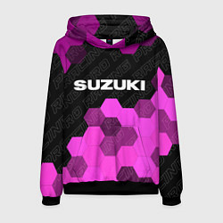Толстовка-худи мужская Suzuki pro racing: символ сверху, цвет: 3D-черный