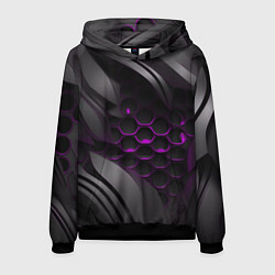 Толстовка-худи мужская Черные объекты с фиолетовой сеткой, цвет: 3D-черный