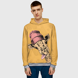 Толстовка-худи мужская Жираф дразнит, цвет: 3D-меланж — фото 2