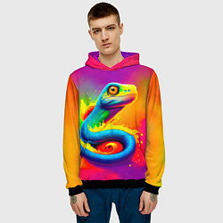 Толстовка-худи мужская Змейка в красках, цвет: 3D-черный — фото 2