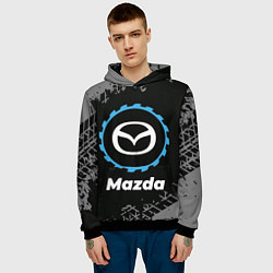 Толстовка-худи мужская Mazda в стиле Top Gear со следами шин на фоне, цвет: 3D-черный — фото 2