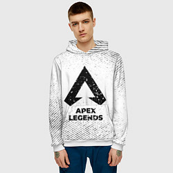 Толстовка-худи мужская Apex Legends с потертостями на светлом фоне, цвет: 3D-белый — фото 2