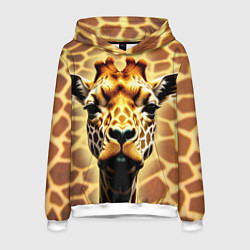 Толстовка-худи мужская Жирафа, цвет: 3D-белый