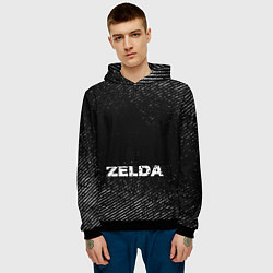 Толстовка-худи мужская Zelda с потертостями на темном фоне, цвет: 3D-черный — фото 2