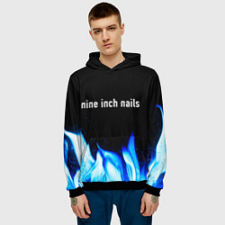 Толстовка-худи мужская Nine Inch Nails blue fire, цвет: 3D-черный — фото 2