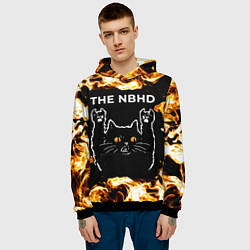 Толстовка-худи мужская The Neighbourhood рок кот и огонь, цвет: 3D-черный — фото 2