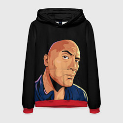 Толстовка-худи мужская Дуэйн Джонсон бровь, цвет: 3D-красный