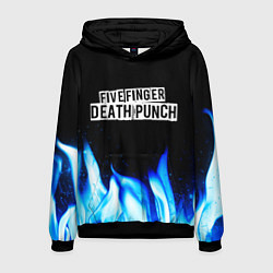 Толстовка-худи мужская Five Finger Death Punch blue fire, цвет: 3D-черный