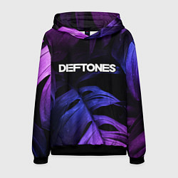 Толстовка-худи мужская Deftones neon monstera, цвет: 3D-черный