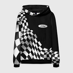 Толстовка-худи мужская Ford racing flag, цвет: 3D-черный