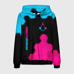 Мужская толстовка Assassins Creed - neon gradient: надпись, символ