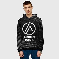 Толстовка-худи мужская Linkin Park с потертостями на темном фоне, цвет: 3D-черный — фото 2