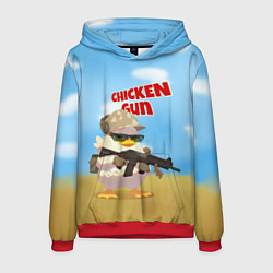 Толстовка-худи мужская Цыпленок - Чикен Ган, цвет: 3D-красный
