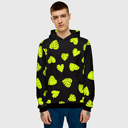 Толстовка-худи мужская Листья - Монстера, цвет: 3D-черный — фото 2